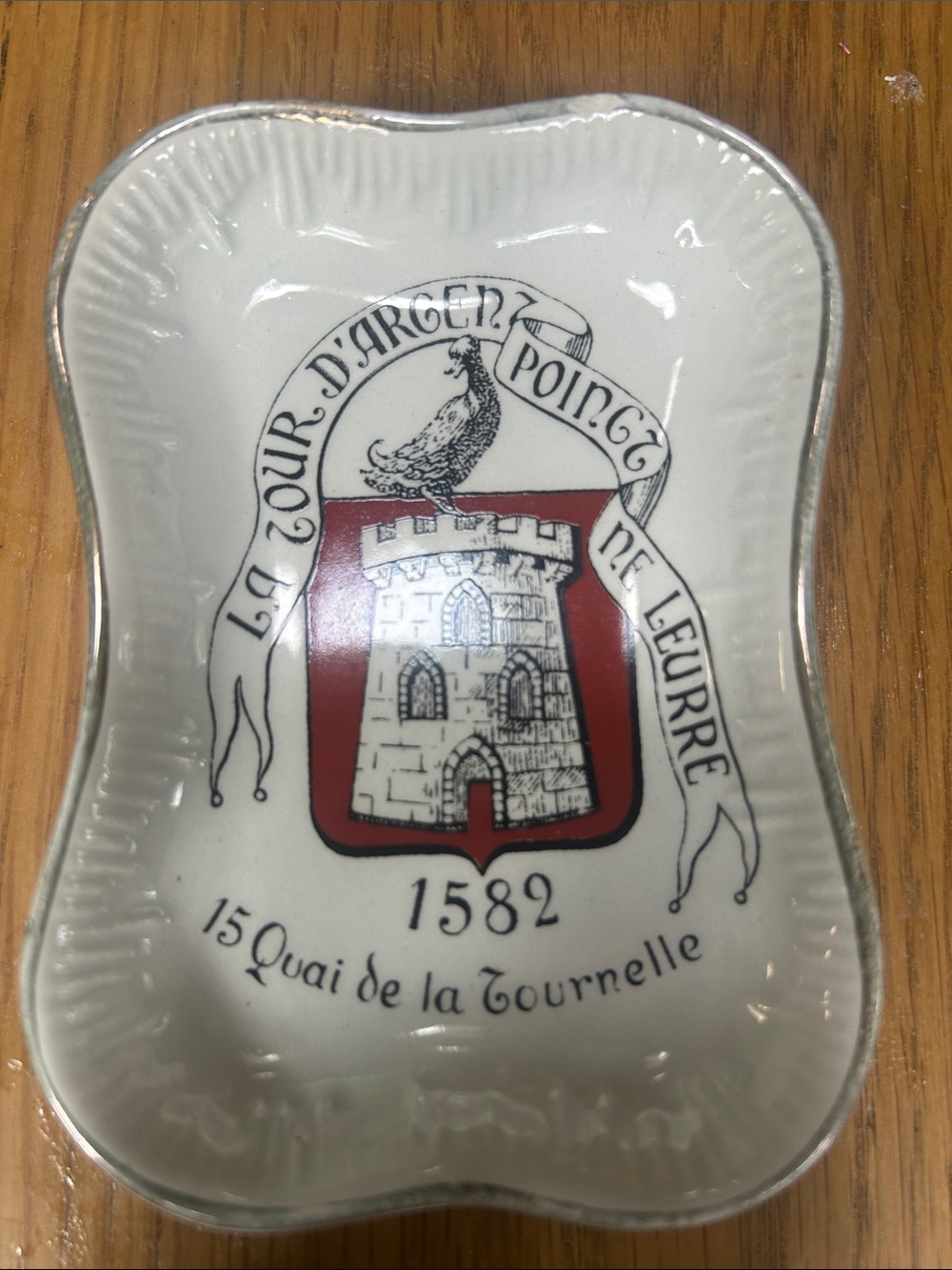 Longchamp France porcelain trinket dish or ashtray made for La Tour d'Argent
